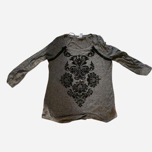 Hannah Gray and Black Long Sleeve Tee